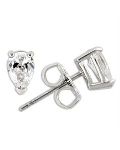 JCE163 Rhodium 925 Sterling Silver Earrings with AAA Grade CZ  in Clear