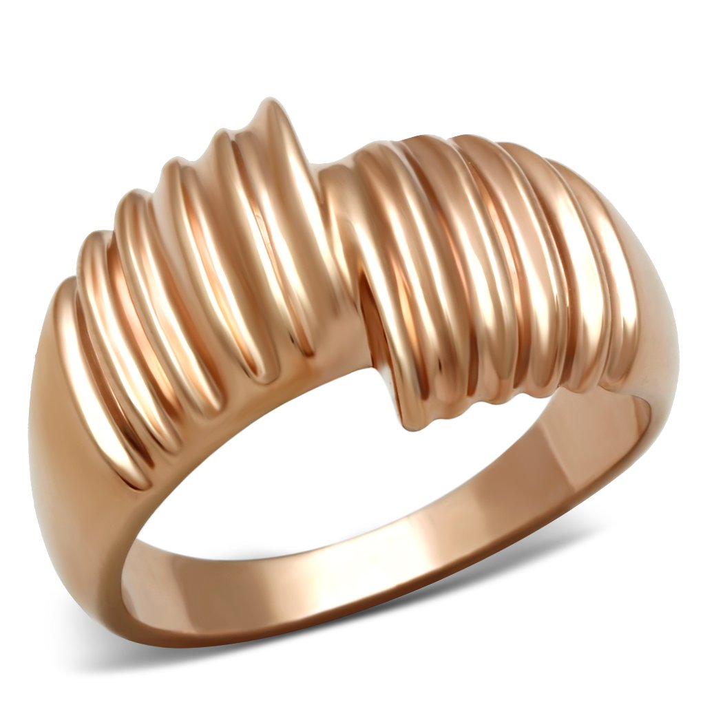 JCE212-7 IP Rose Gold(Ion Plating) Brass Ring with No Stone-7