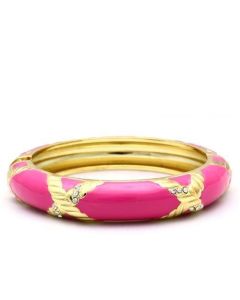 JCE1957-7.5 Gold White Metal Bangle with Top Grade Crystal  in Clear-7.5"