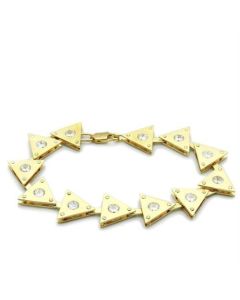 JCE2012-7.5 Matte Gold & Gold Brass Bracelet with AAA Grade CZ  in Clear-7.5"